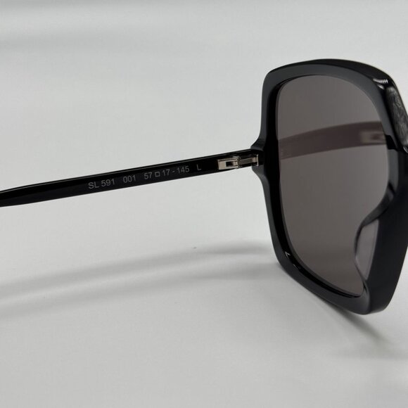 NEW SL591 001 SAINT LAURENT BLACK WOMEN SAINT LAURENT SUNGLASSES - Picture 8 of 10
